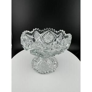 Vintage NUCUT Footed Jelly Bowl with Pinwheel Pattern by Imperial Glass Co.